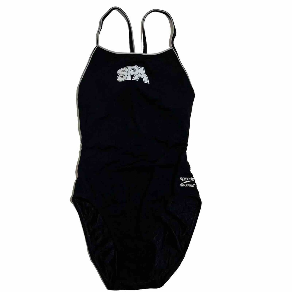 Speedo Endurance+ Solid Flyback Training Suit Womens 10 Black Swimwear SPA